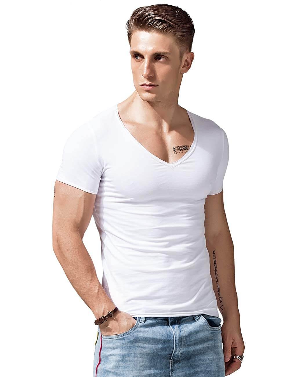 Best Deep V Neck T-Shirt For Mens The Ever-Shapely Two Pieces